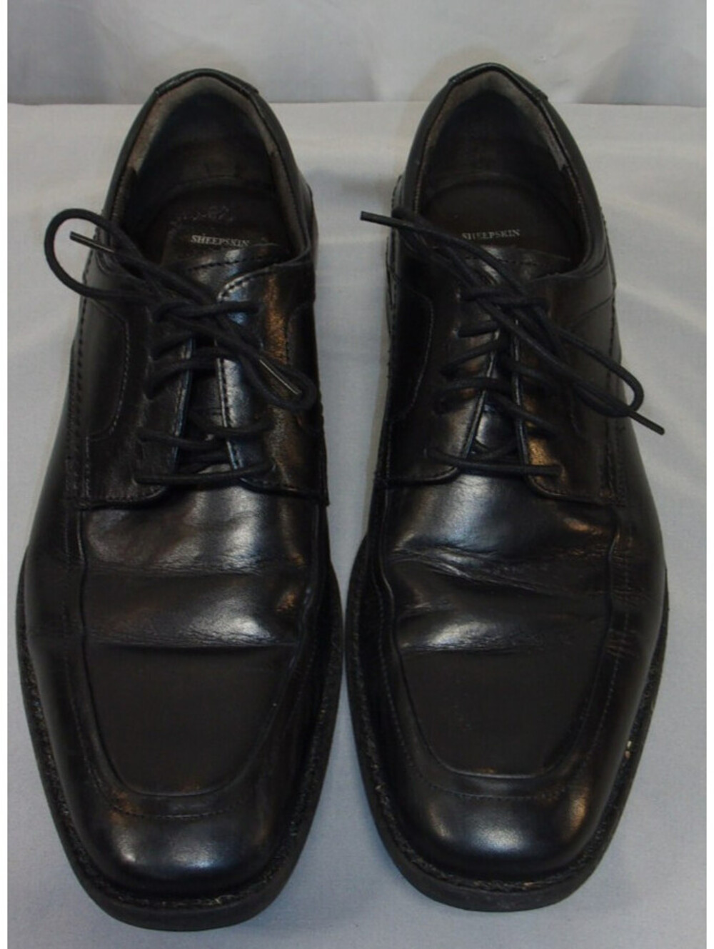 DESIGNER JOHNSTON & MURPHY SHEEPSKIN LACE UP OXFORDS BLACK SHOES MEN SIZE 8 1/2M